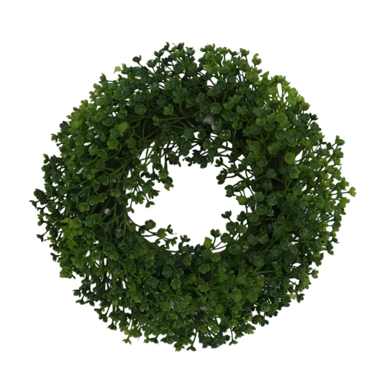 Sztuczny wianek plastikowy w kolorze zielonym 25 cm
