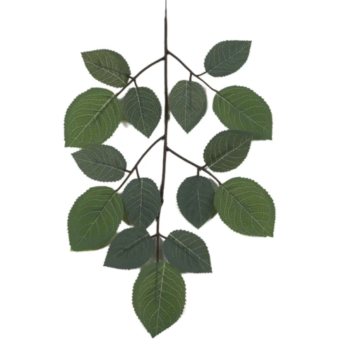 Sztuczny liść do róży w kolorze zielono-szarym 50 cm