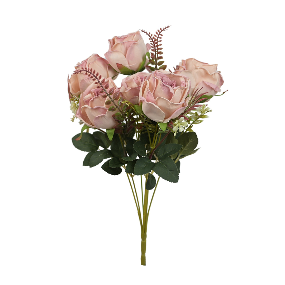 Sztuczny bukiet suszonej róży w kolorze różowym 37 cm