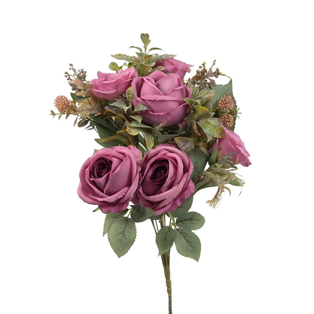 Kwiat sztuczny bukiet róży angielskiej w kolorze fuksji 47 cm