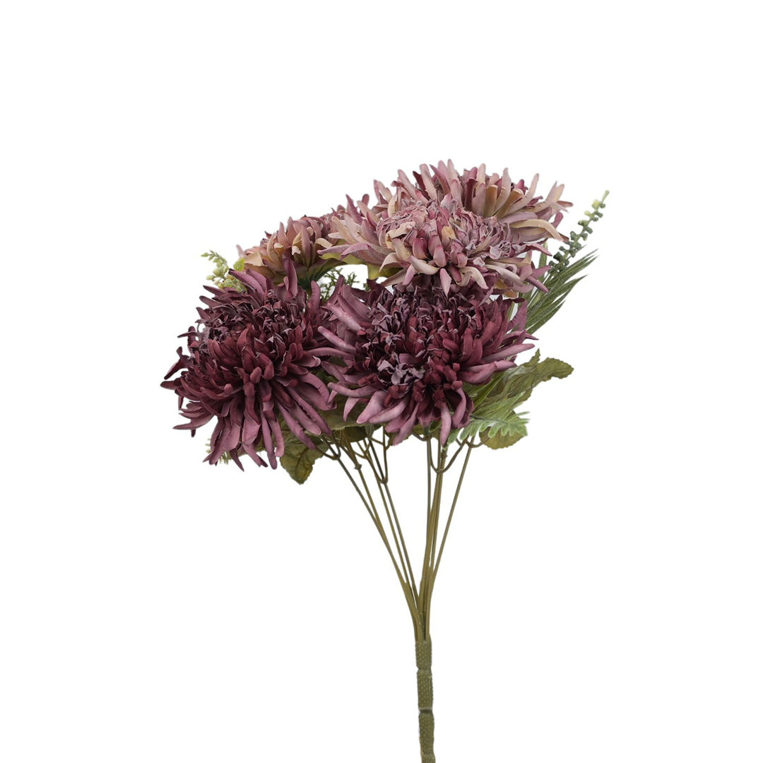 Sztuczny bukiet chryzantemy z dodatkami w kolorze fuksji 40 cm