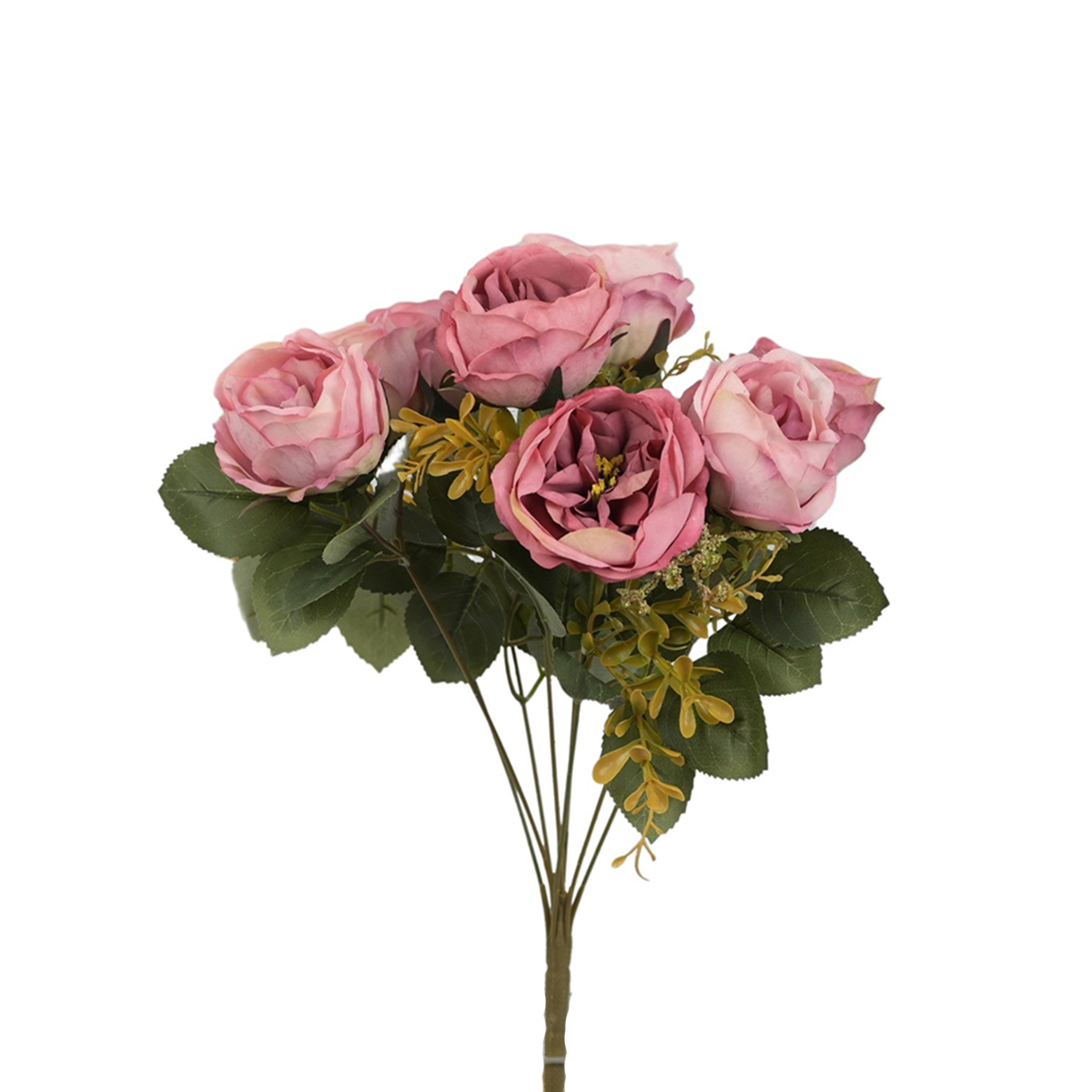 Sztuczny bukiet róży x 8 z dodatkami w kolorze różowym 40 cm