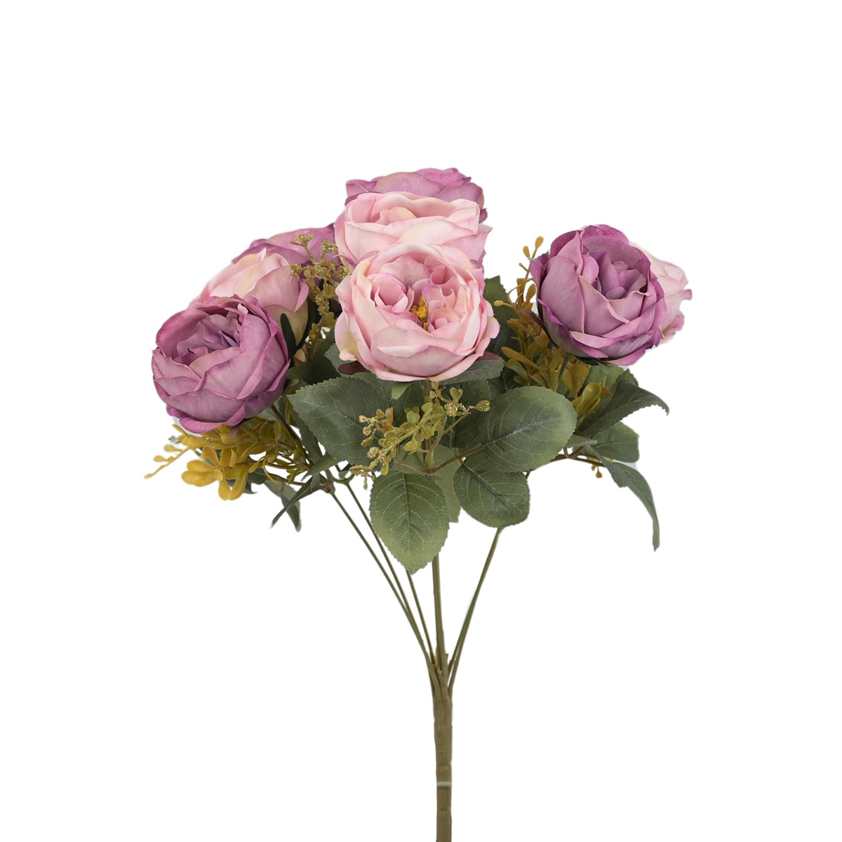 Sztuczny bukiet róży x 8 z dodatkami w kolorze fioletowym 40 cm