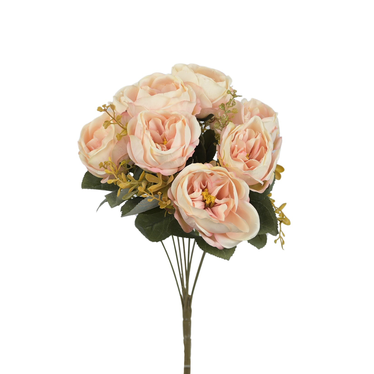 Sztuczny bukiet róży x 8 z dodatkami w kolorze jasnym łososiu 40 cm