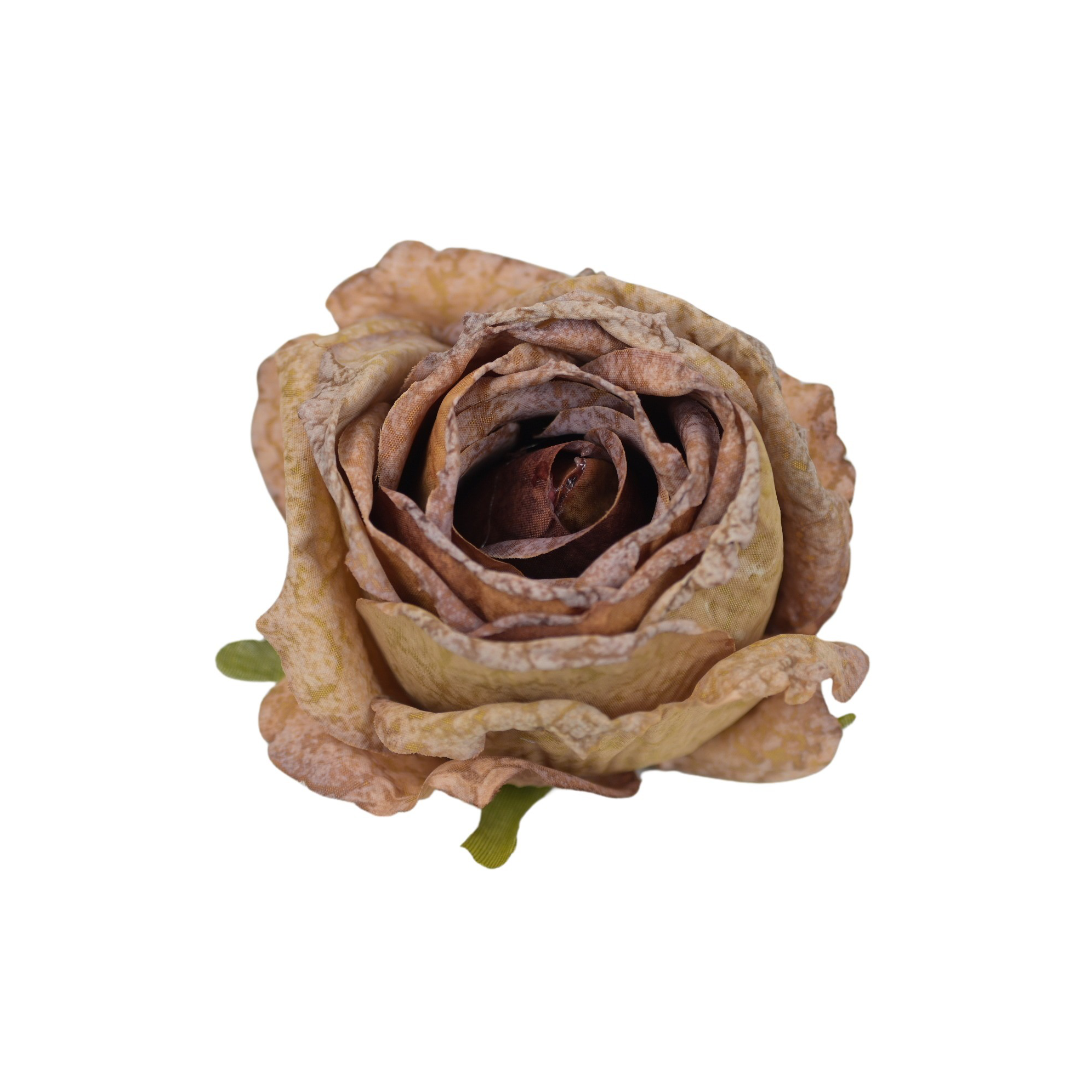 Sztuczna róża podsuszana w kolorze brudnym brązie 8 cm