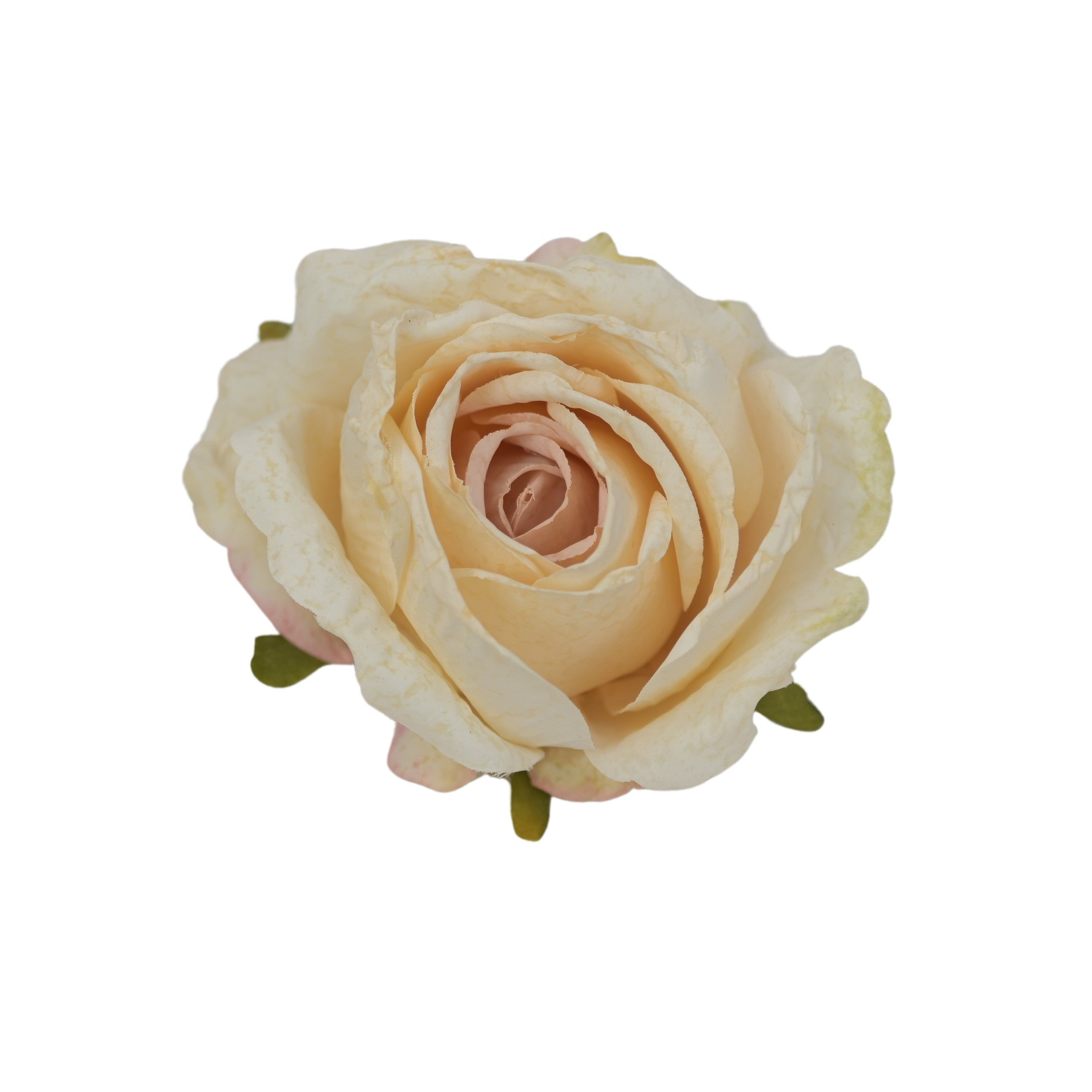 Sztuczna róża podsuszana w kolorze brzoskwiniowo/różowym 8 cm