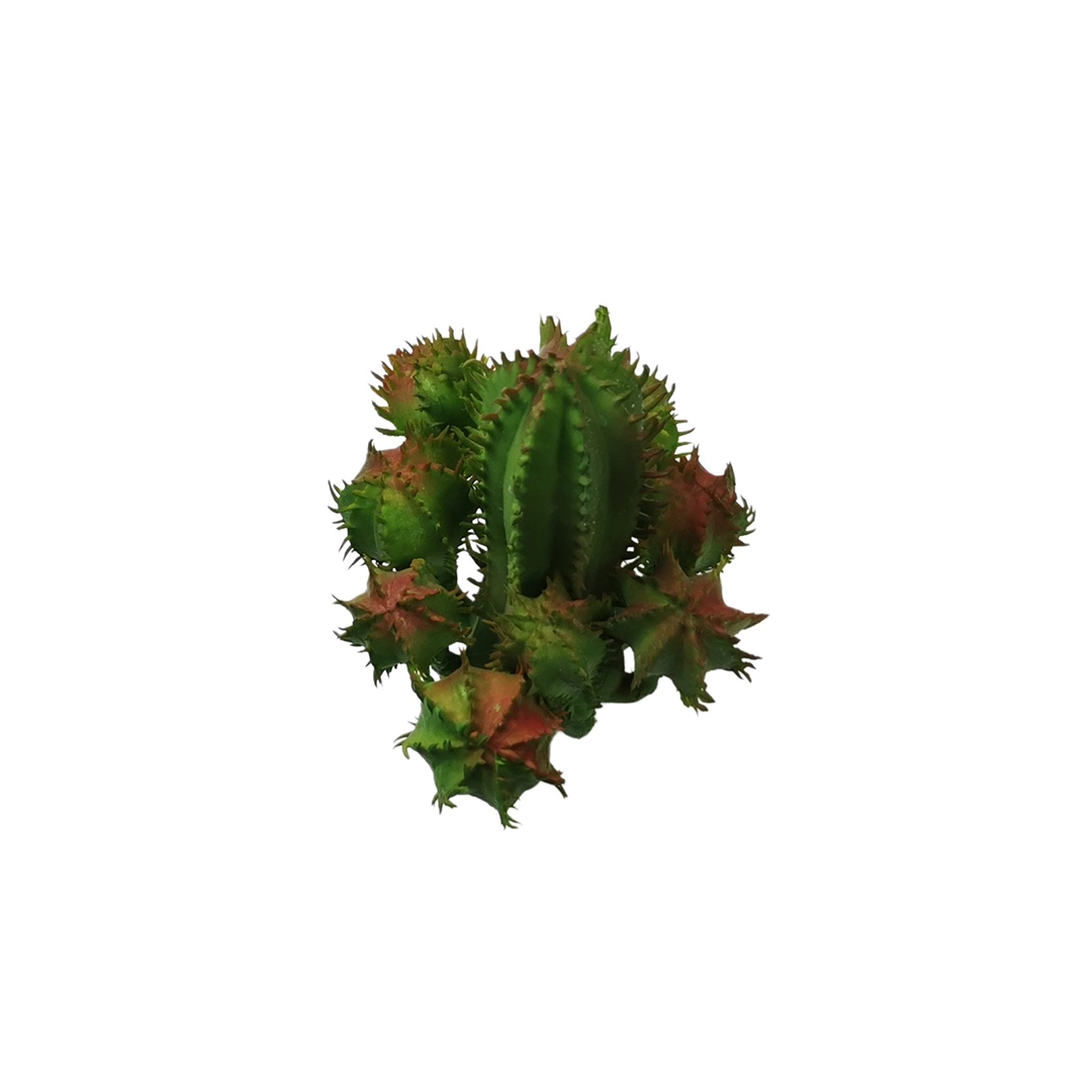 Sztuczny mały kaktus w kolorze zielono-czerwonym 12 cm